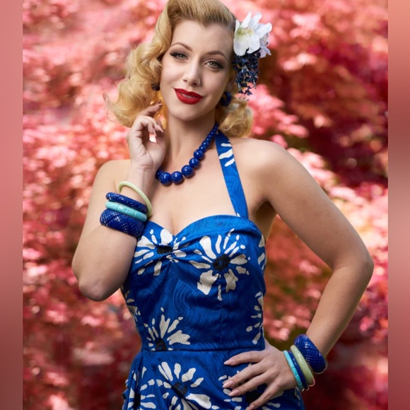 Splendette Set Midi MED Indigo Heavy Carve Fakelite Bangle  & hoop earrings NWT - Picture 2 of 10